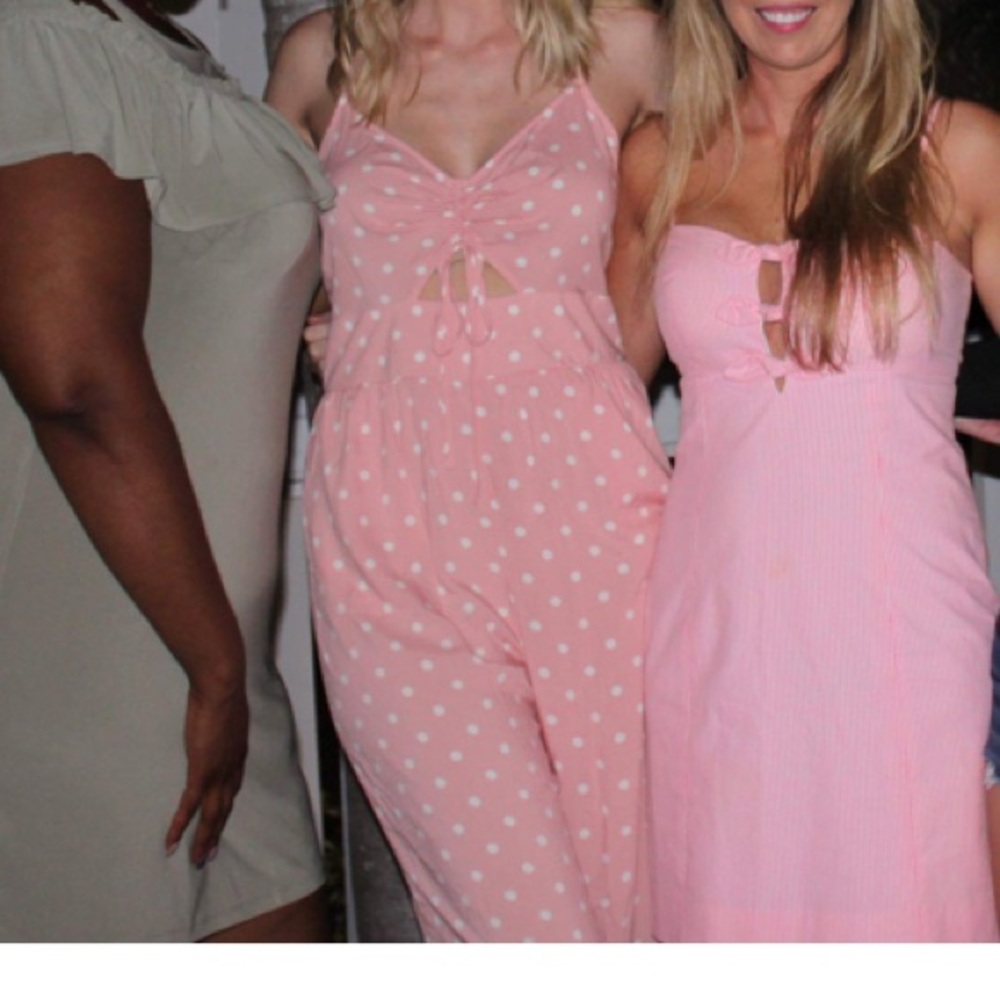 Cutest pink polka dot romper M